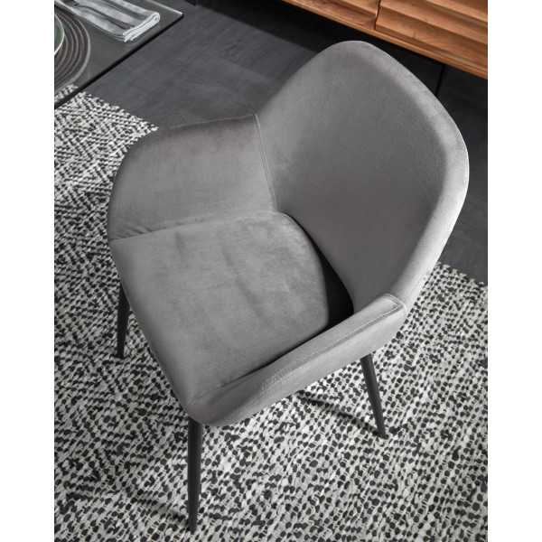 KONNA CHAIR LIGHT GRAY BLACK METAL LEGS
