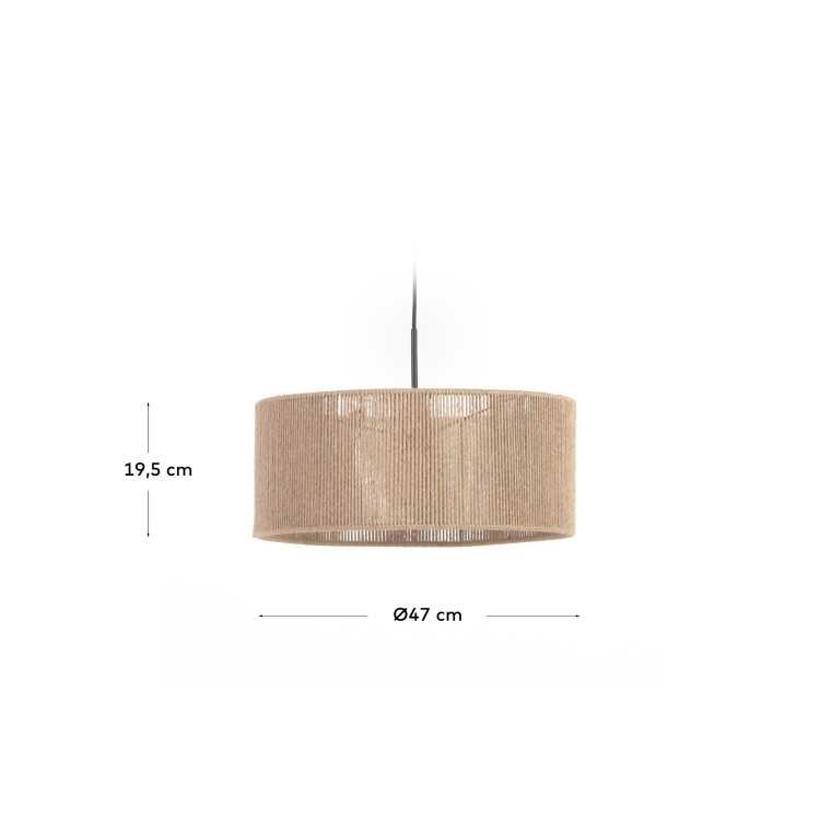 ABAJUR CRISTA EM JUTA ACABAMENTO NATURAL D 47 CM