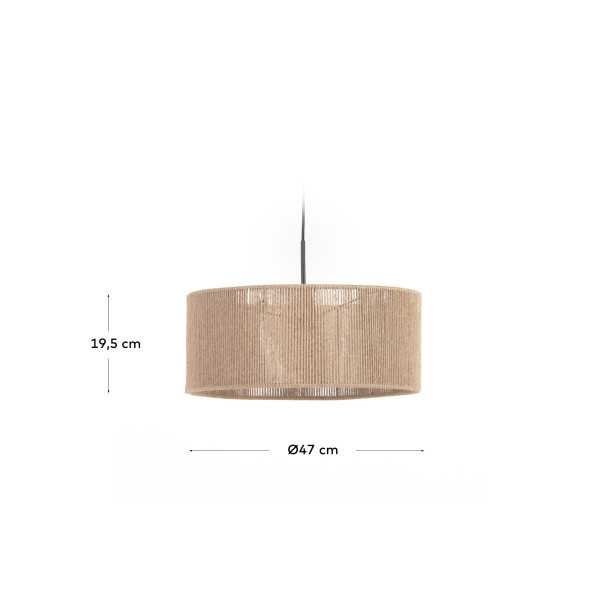ABAJUR CRISTA EM JUTA ACABAMENTO NATURAL D 47 CM