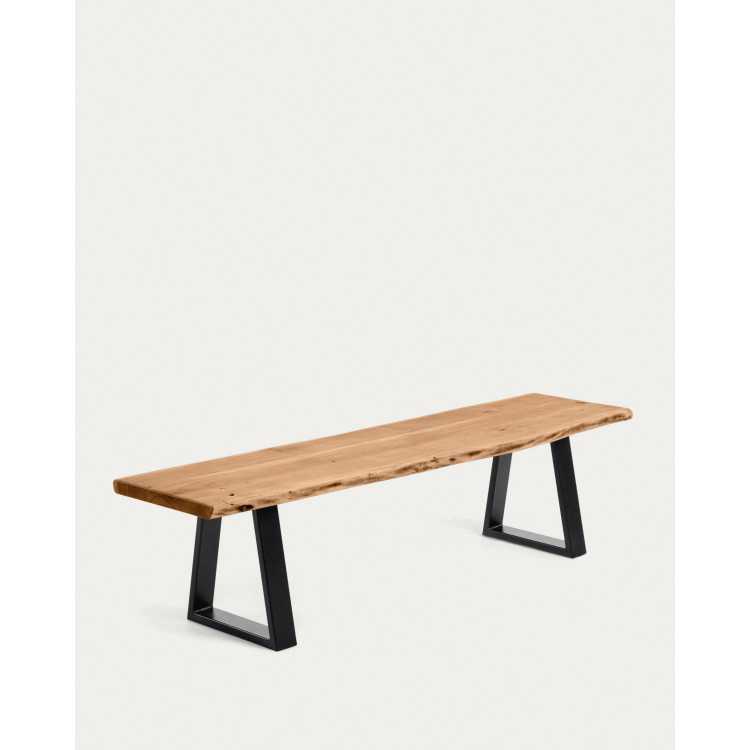 BANC ALAIA EN BOIS D'ACACIA MASSIF NATURELLE ET PIEDS EN ACIER NOIR 1