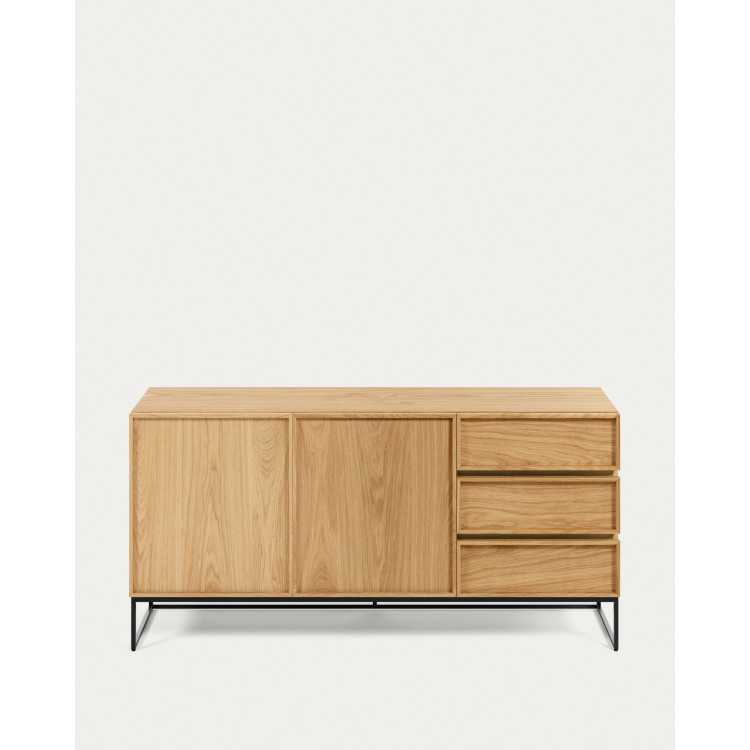 BUFFET TAIANA 2 PORTES ET 3 TIROIRS PLACAGE DE CHÊNE STRUCTURE EN ACI