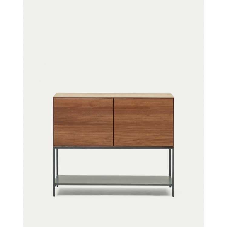 VEDRANA BUFFET 2 DOORS WALNUT VENEER AND BLACK STEEL LEGS 97.5