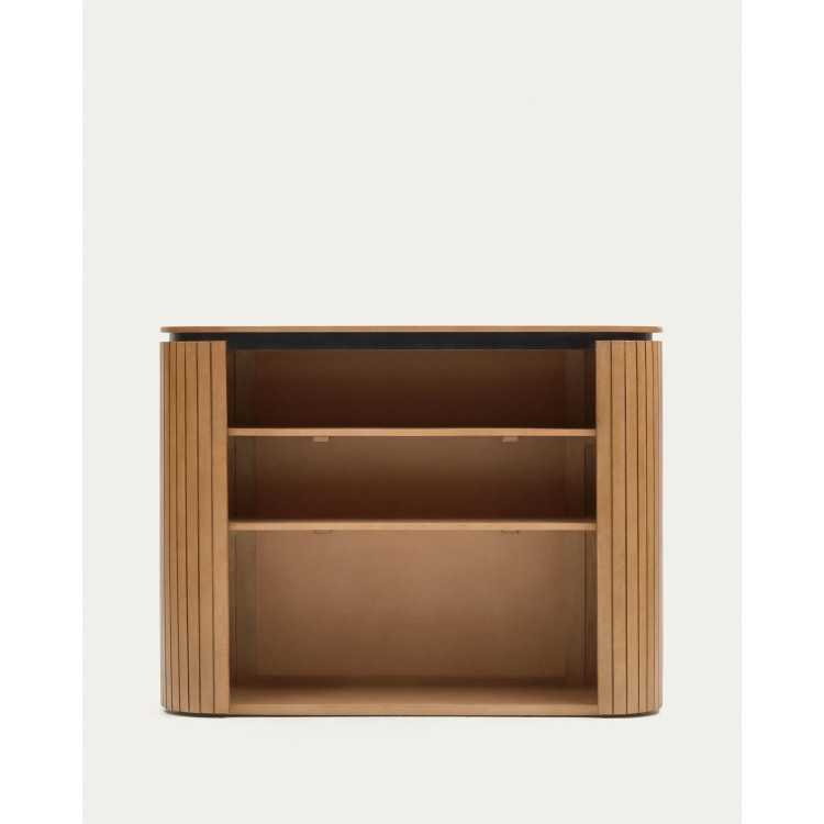 LICIA SHELVES IN MANGO WOOD AND BLACK PAINTED METAL 120 X 90 CM