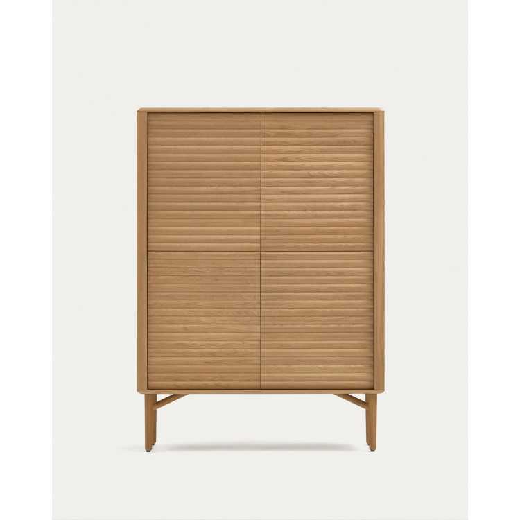 LENON HIGH BUFFET 4 DOORS IN WOOD AND OAK VENEER 104.5 X 144 CM