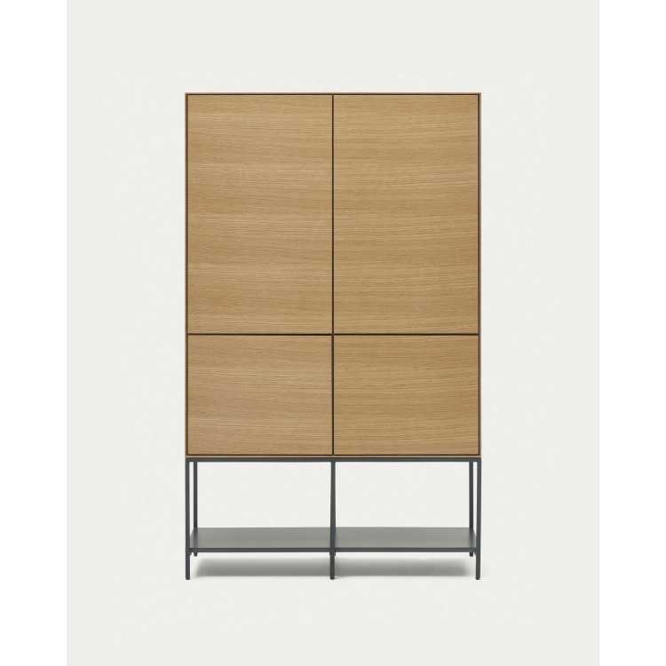 VEDRANA HIGH BUFFET 4 DOORS OAK VENEER AND BLACK STEEL LEGS