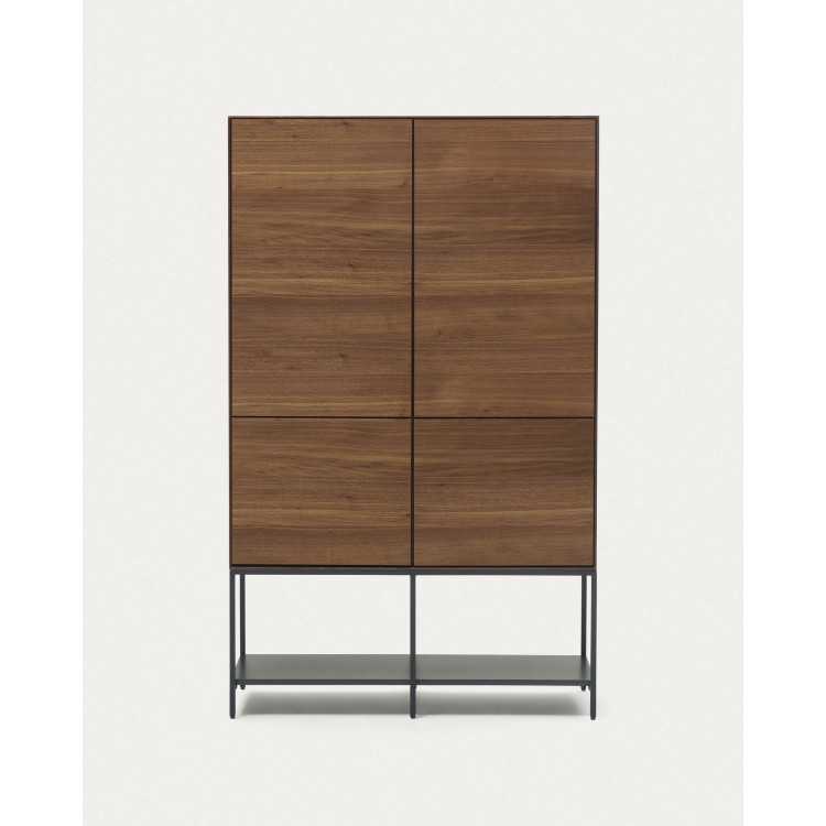 VEDRANA HIGH BUFFET 4 DOORS WALNUT VENEER AND BLACK STEEL LEGS