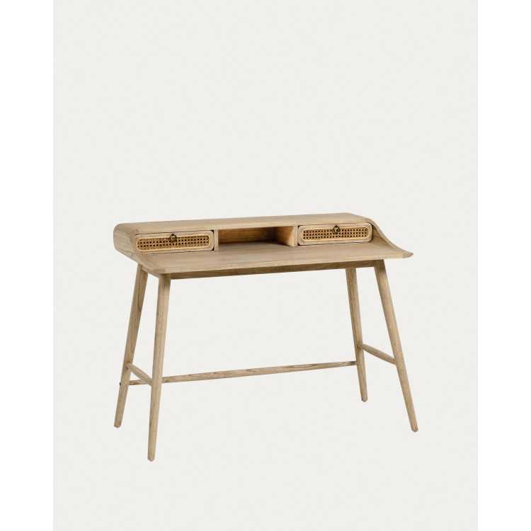 NALU DESK IN MINDI WOOD AND RATTAN DETAILS 110 X 60 CM