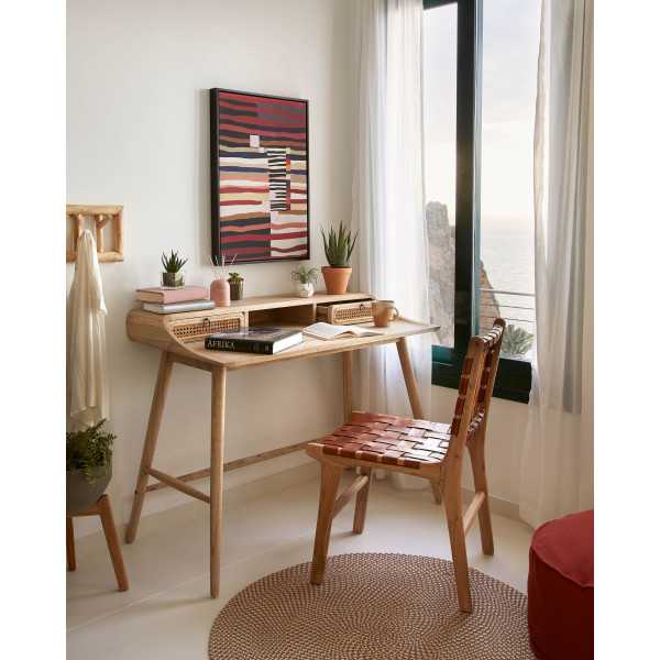 NALU DESK IN MINDI WOOD AND RATTAN...
