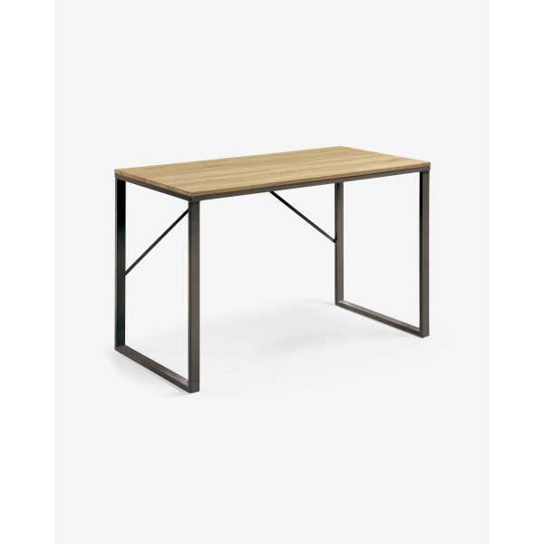 TALBOT DESK IN NATURAL FINISH MELAMINE AND BLACK STEEL LEGS 1