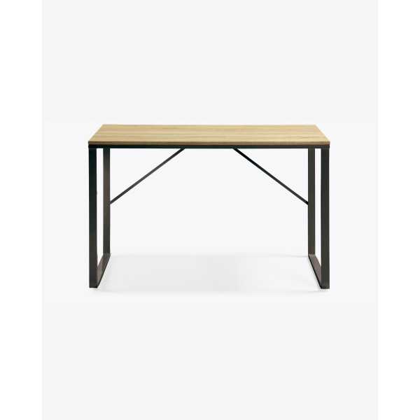 TALBOT DESK IN NATURAL FINISH MELAMINE AND BLACK STEEL LEGS 1
