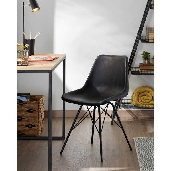 MESA TALBOT EM MELAMINA DE ACABAMENTO NATURAL E PERNAS DE AÇO PRETO 1