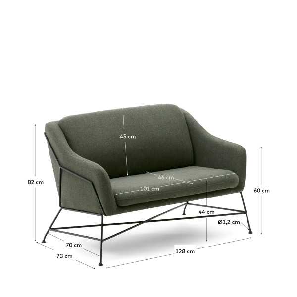 BRIDA 2 SEAT GREEN SOFA AND STEEL...