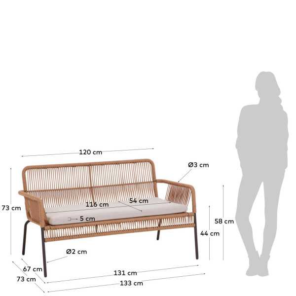 SAMANTA 2-SEATER SOFA IN BROWN ROPE...