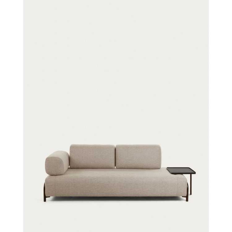 COMPO 3-SEAT SOFA BEIGE 252 CM WITH LARGE TRAY