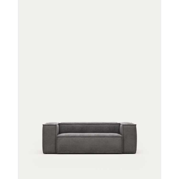 BLOK 2-SEAT SOFA, GRAY HUGE RIBBED VELVET 210 CM