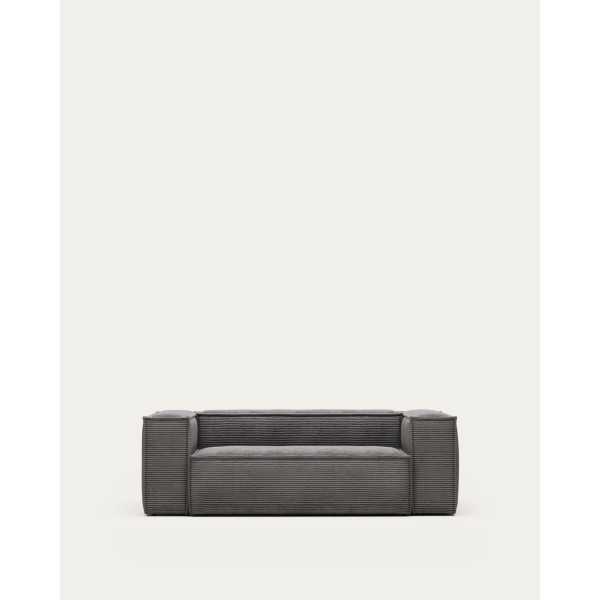 BLOK 2-SEAT SOFA, GRAY HUGE RIBBED...
