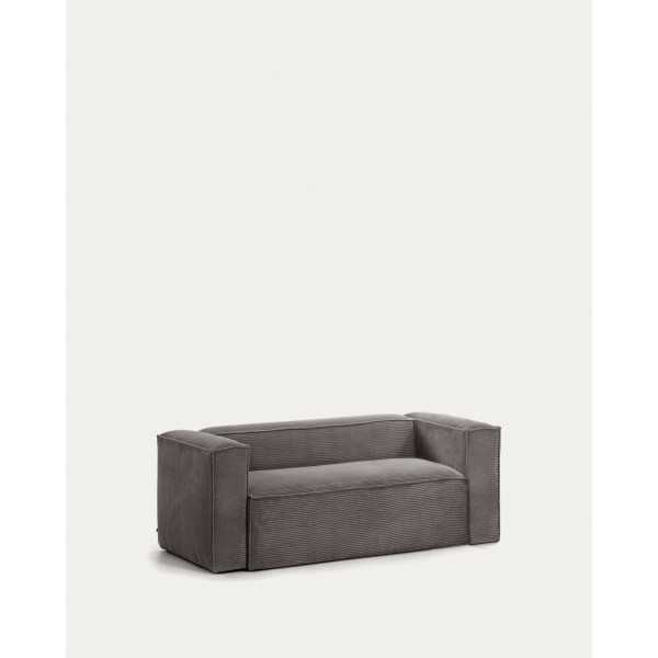 BLOK 2-SEAT SOFA, GRAY HUGE RIBBED...