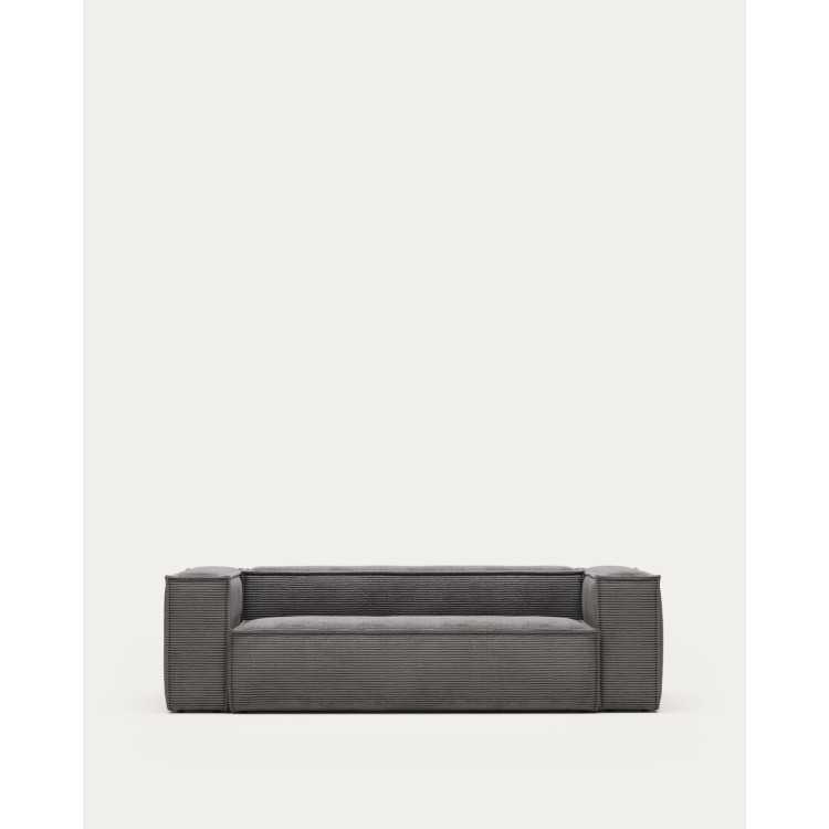 BLOK 3-SEATER SOFA IN GRAY HUGE RIBBED VELVET 240 CM