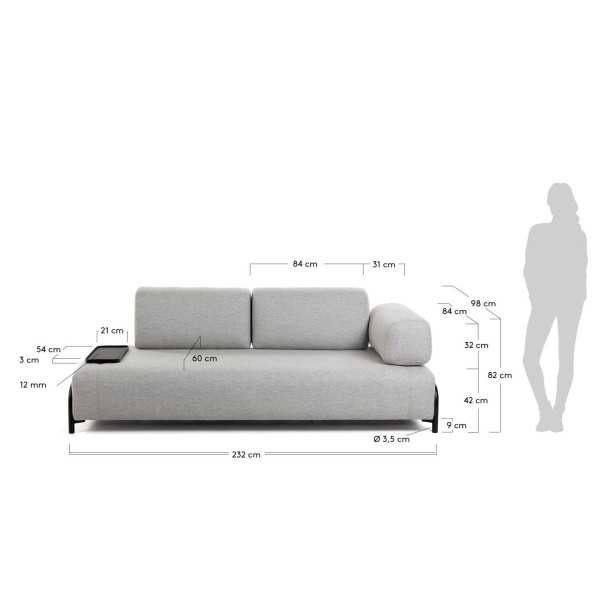 BEIGE 3-SEAT COMPO SOFA WITH SMALL...