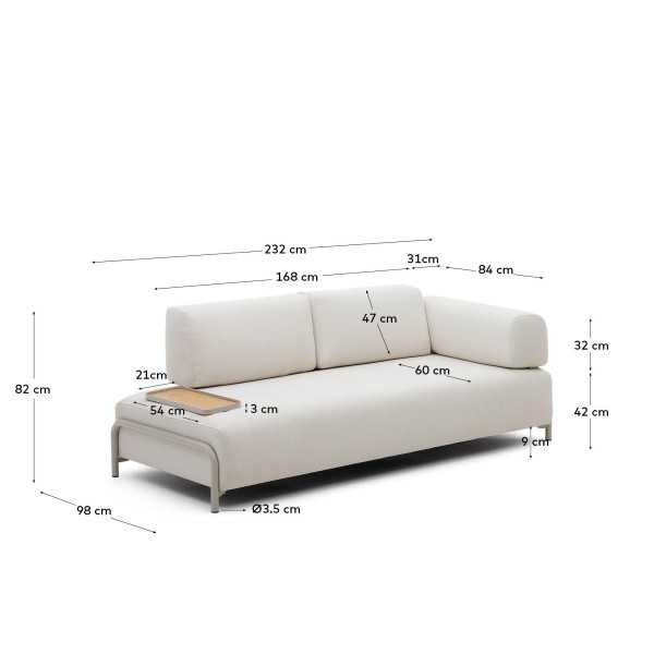 CANAPÉ COMPO 3 PLACES CHENILLE BEIGE,...