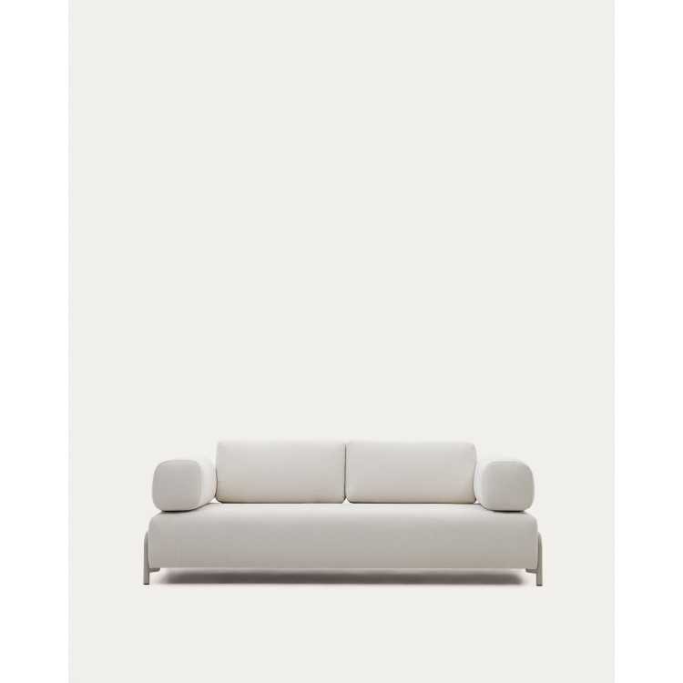 COMPO 3-SEAT SOFA IN BEIGE CHENILLE AND GRAY METAL FRAME 2