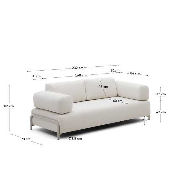 COMPO 3-SEAT SOFA IN BEIGE CHENILLE...