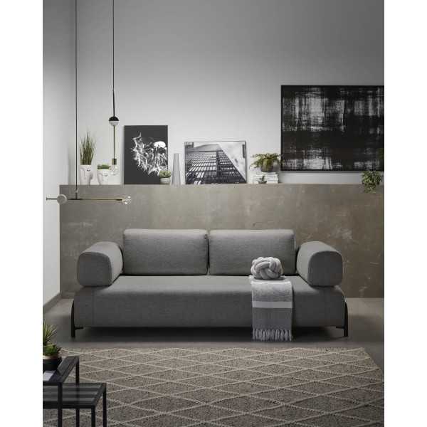 DARK GRAY 3-SEAT COMPO SOFA 232 CM