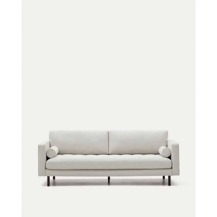 CANAPÉ DEBRA 3 PLACES EN CHENILLE PERLE PIEDS FINITION WENGUÉ 222 CM