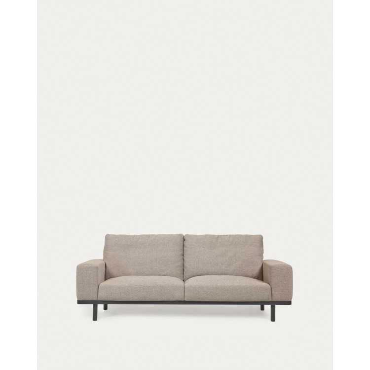 CANAPÉ NOA 3 PLACES BEIGE AVEC PIEDS FINITION FONCÉE 230 CM