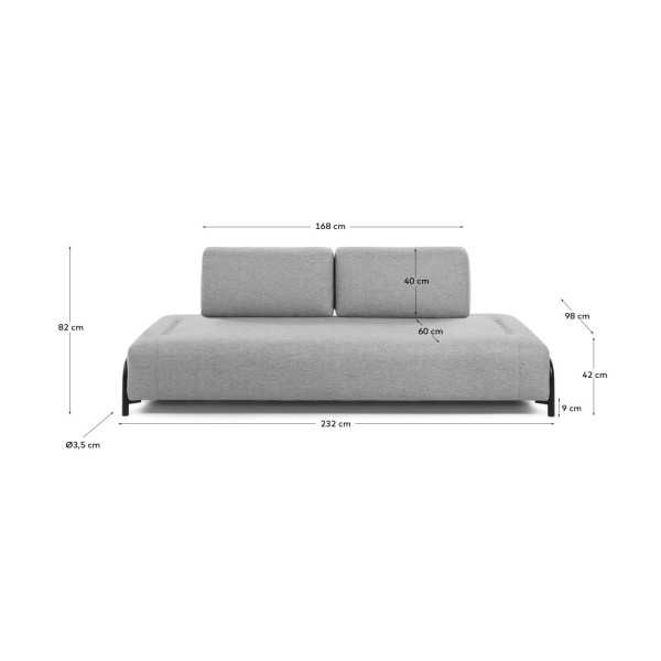COMPO LIGHT GRAY 3-SEAT MODULE 232 CM
