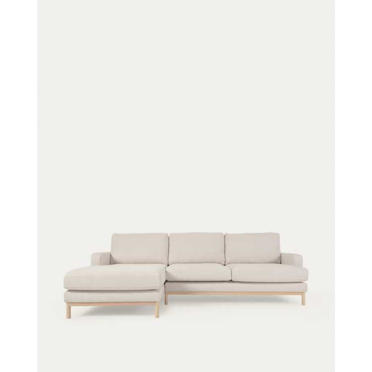 MIHAELA 3-SEAT SOFA WITH LEFT CHANNEL IN WHITE BOUCLETTE