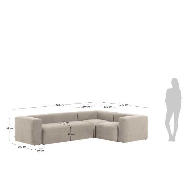 CANAPÉ D’ANGLE BLOK 3 PLACES BEIGE...