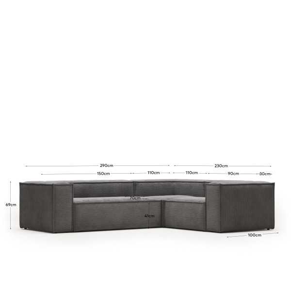 BLOK 3-SEAT CORNER SOFA IN GRAY HUGE...