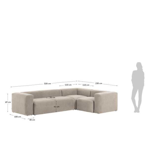 CANAPÉ D’ANGLE BLOK 4 PLACES BEIGE...