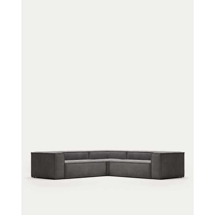 BLOK CORNER SOFA 4 SEATER GRAY HUGE RIB VELVET 290 X 290 C