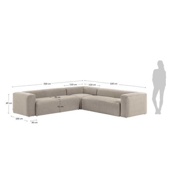 CANAPÉ D’ANGLE BLOK 6 PLACES BEIGE...