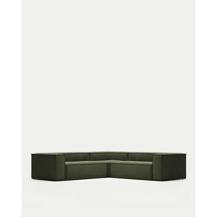 BLOK CORNER SOFA 4 SEAT GREEN CORDUROY 290 X 290CM