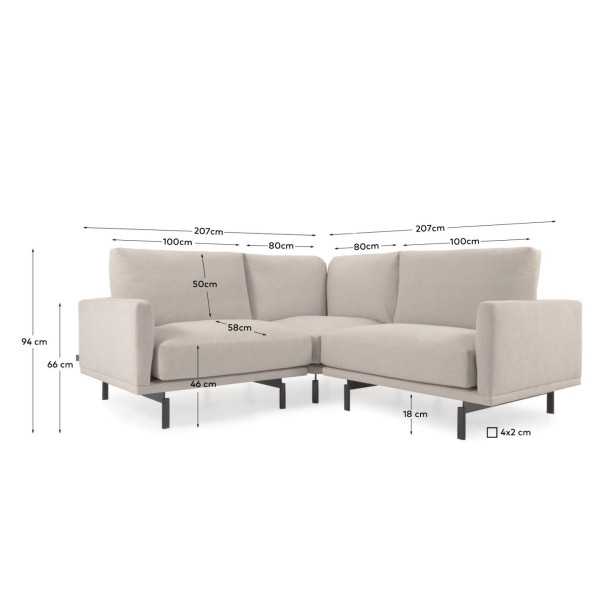 GALENE CORNER SOFA 2 SEAT BEIGE 207 X...