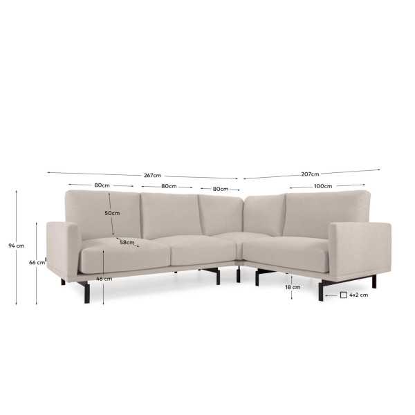 CANAPÉ D'ANGLE GALENE 3 PLACES BEIGE...