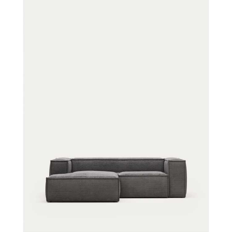 BLOK 2-SEAT SOFA LEFT CHANNEL CHAIRS VELVET WITH LARGE RIBS GRAY 2