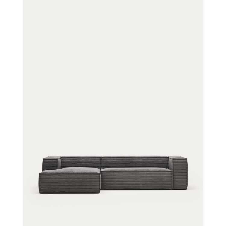 BLOK 3-SEATER SOFA LEFT CHAIRS VELVET WITH LARGE RIBS GRAY 3