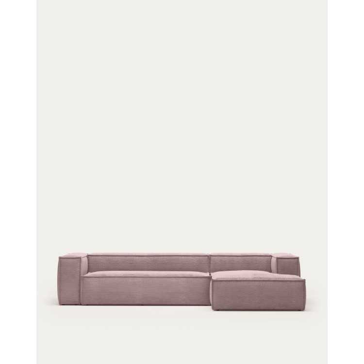 BLOK 4-SEAT SOFA RIGHT MERIDIAN HIGH-RIBBED VELVET PINK 3