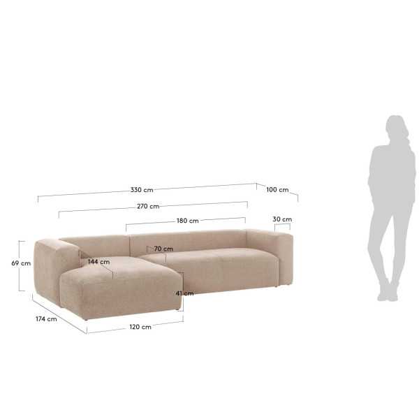 BLOK SOFA 4 SEAT LEFT MERIDIEN BEIGE...