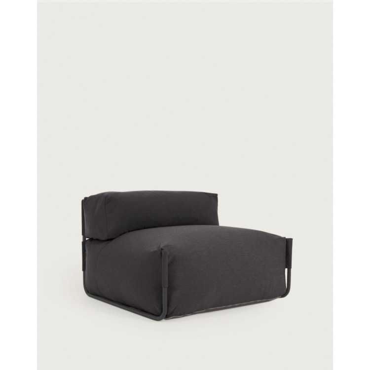 OUTDOOR MODULAR SOFA POUF WITH DARK GRAY AND ALUMINUM SQUARE BACKREST