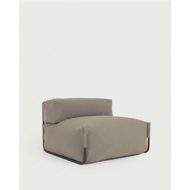POUF DE SOFÁ MODULAR EXTERIOR COM ENCOSTO QUADRADO VERDE E ALUMÍNIO
