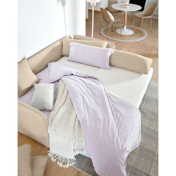 TANIT BEIGE SOFA BED BEECH WOOD LEGS...