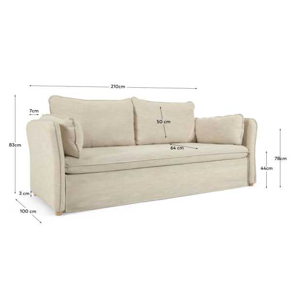 TANIT WHITE SOFA BED BEECH WOOD LEGS...
