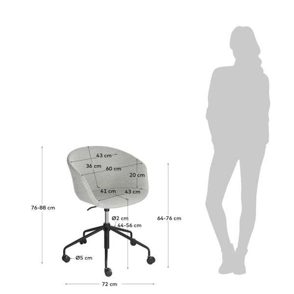 YVETTE LIGHT GRAY OFFICE CHAIR