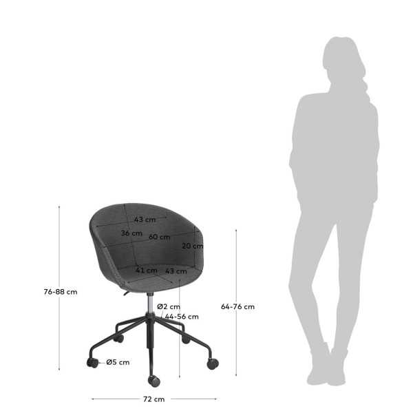 YVETTE DARK GRAY OFFICE CHAIR
