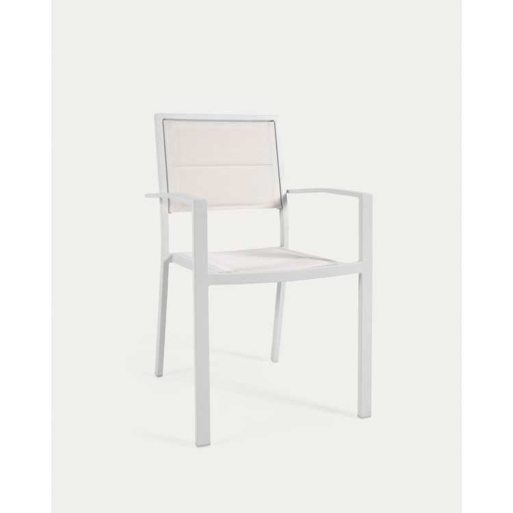 SIRLEY GARDEN CHAIR IN ALUMINUM AND T EXTEL INE WHITE